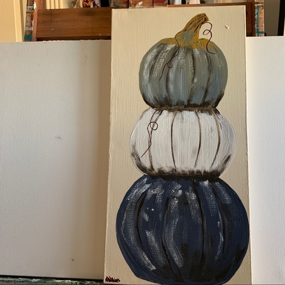 Original Acrylic Artwork Impressionism Fall Pumpkins - Picture 2 of 11